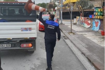 Denizli’de zabıta ekiplerinden kaldırım işgallerine sıkı takip