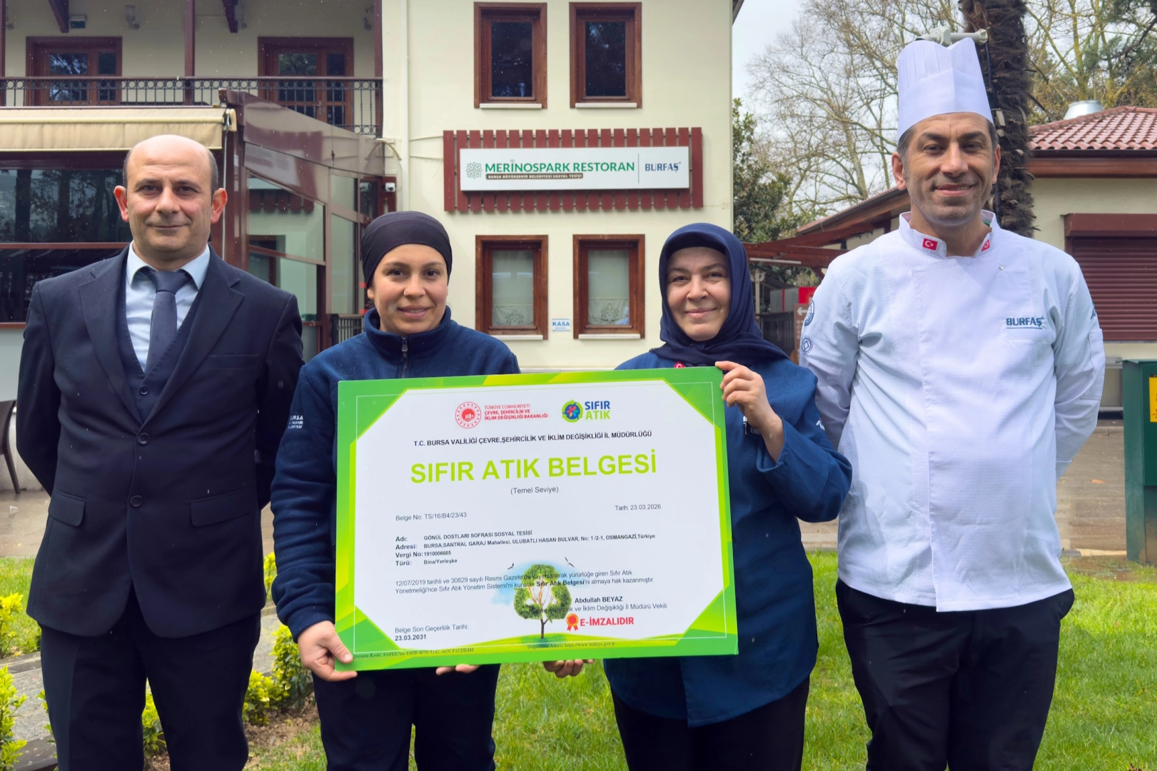 Bursa’da Merinospark Sosyal Tesisi ‘Sıfır Atık Belgesi’ aldı