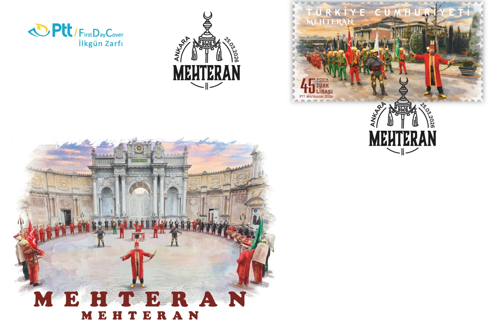 PTT’den ‘mehteran’ temalı ilkgün zarfı