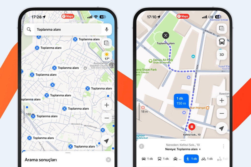 Deprem toplanma alanları Yandex’e eklendi