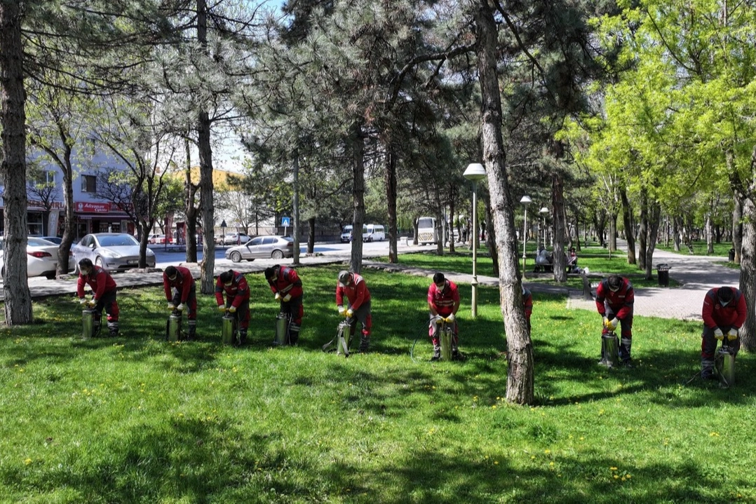 Kayseri Kocasinan’da açık alanlarda yoğun ilaçlama