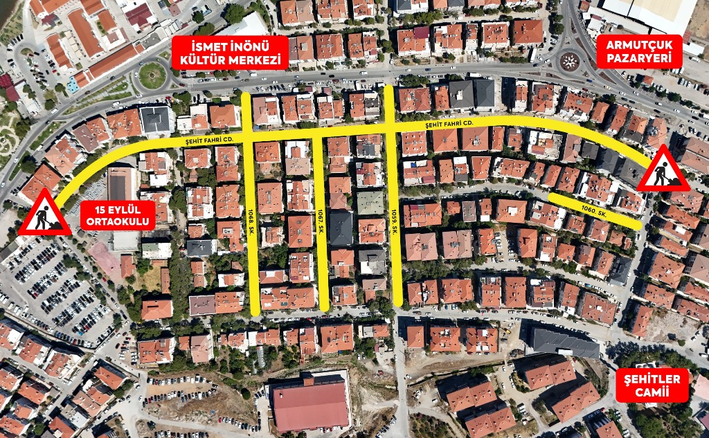 Ayvalık’ta Aynı Anda Altı Noktada Yol Yapım Çalışması