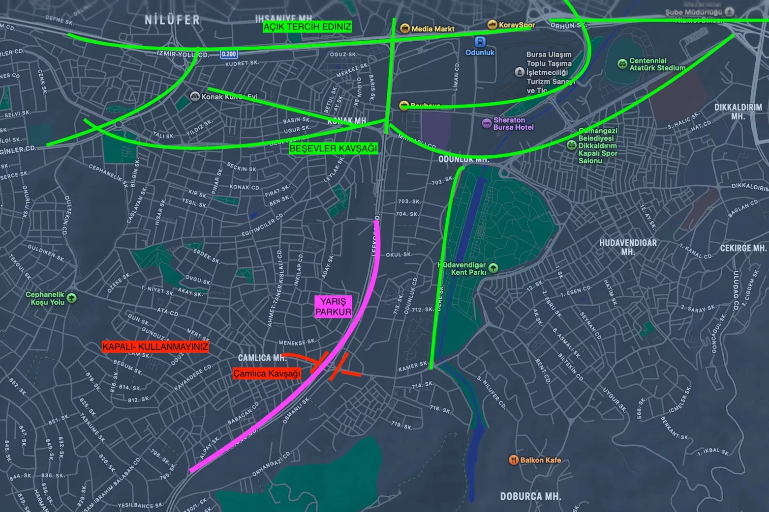 Bursa’da 4 Ekim’de bazı yollar trafiğe kapatılacak