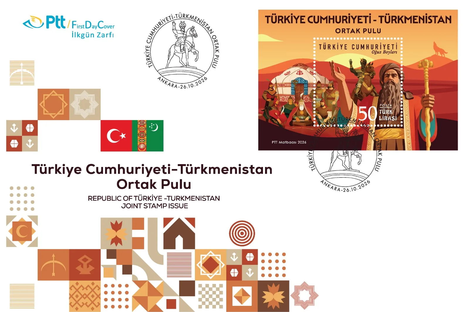 PTT’den ‘Türkiye-Türkmenistan’ temalı anma pulu